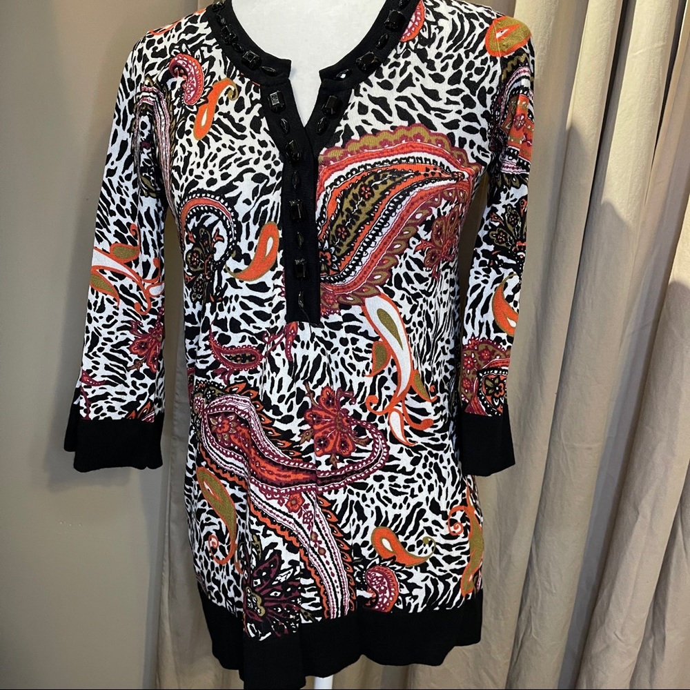Joseph A. Paisley knit top sz M